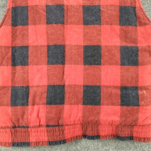Branded Lion Men's Full Zip Vest Red Large Sleeveless Plaid Front Pocket Vintage - Picture 9 of 13